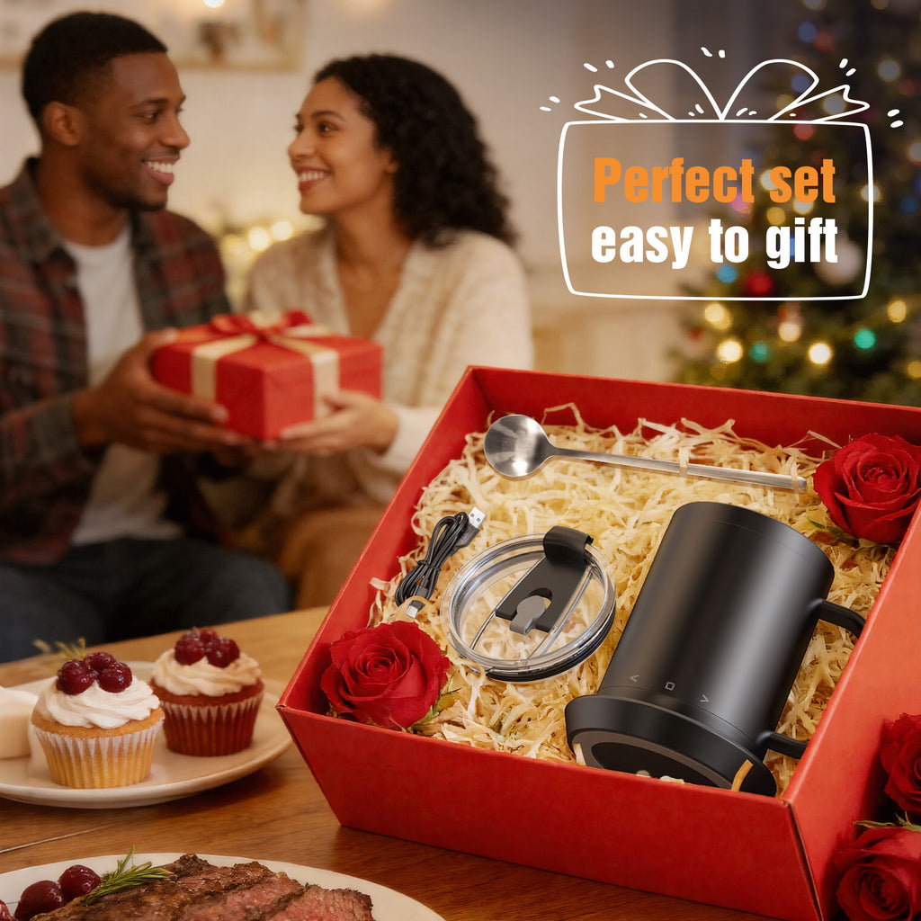 NeoHeatLab Smart Heated Coffee Mug with Pixel LED Display, Temperature Control 120°F–160°F, Rechargeable Self Heating Mug with Bluetooth App, Custom Text &amp; Music Visualizer, Creative Gift for Home &amp; Office